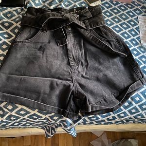 Paper bag jean shorts
